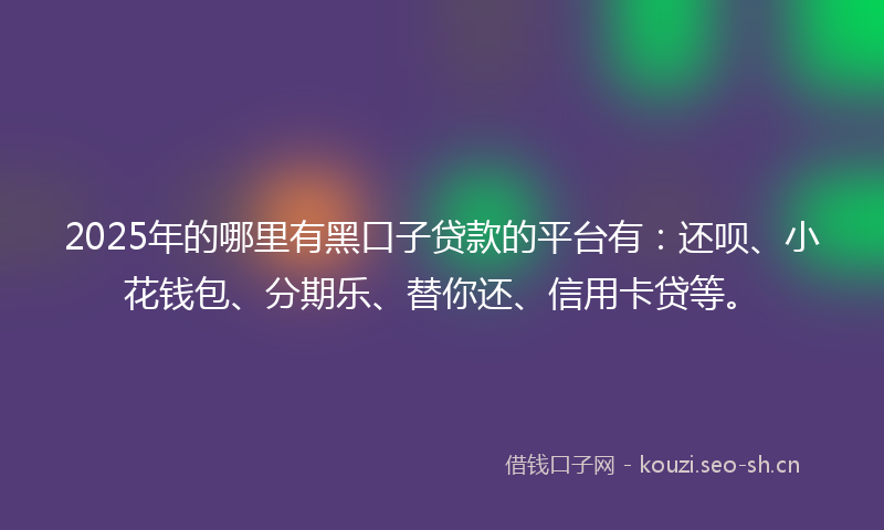 2025年的哪里有黑口子贷款的平台有：还呗、小花钱包、分期乐、替你还、信用卡贷等。