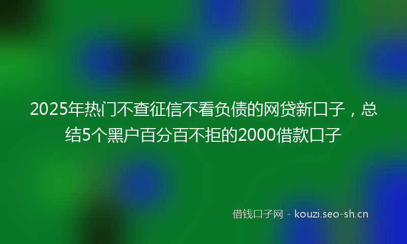 2025年热门不查征信不看负债的网贷新口子，总结5个黑户百分百不拒的2000借款口子