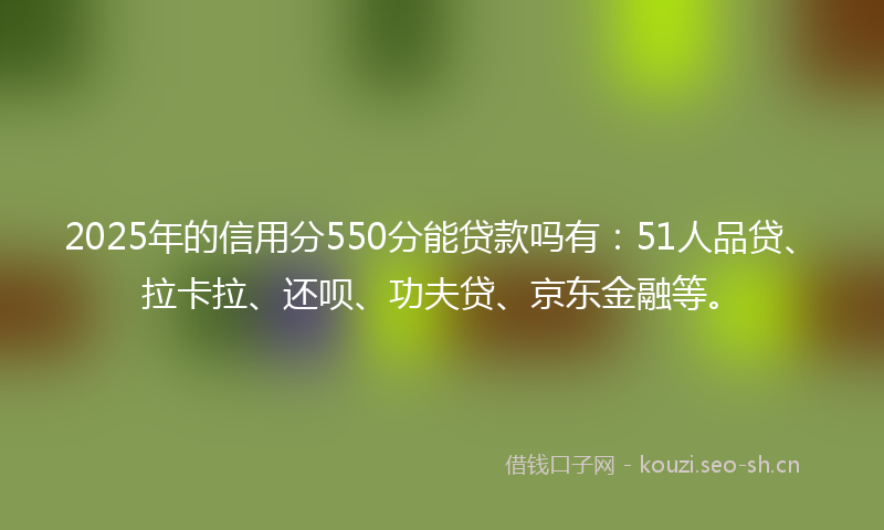 2025年的信用分550分能贷款吗有：51人品贷、拉卡拉、还呗、功夫贷、京东金融等。
