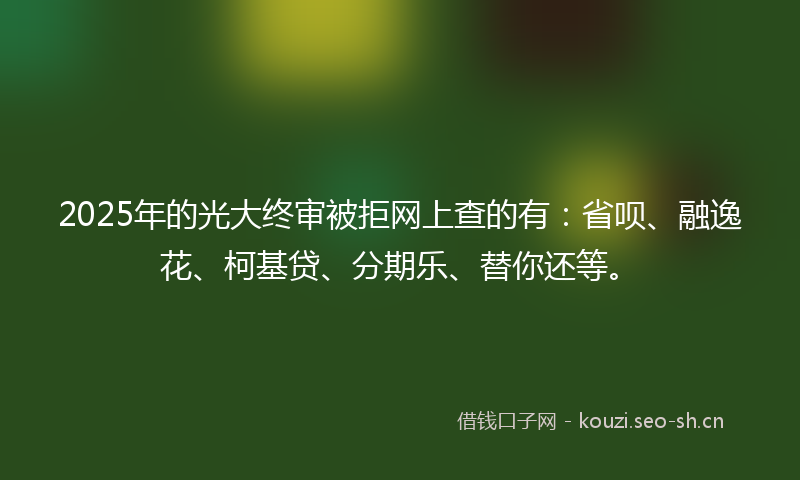 2025年的光大终审被拒网上查的有：省呗、融逸花、柯基贷、分期乐、替你还等。