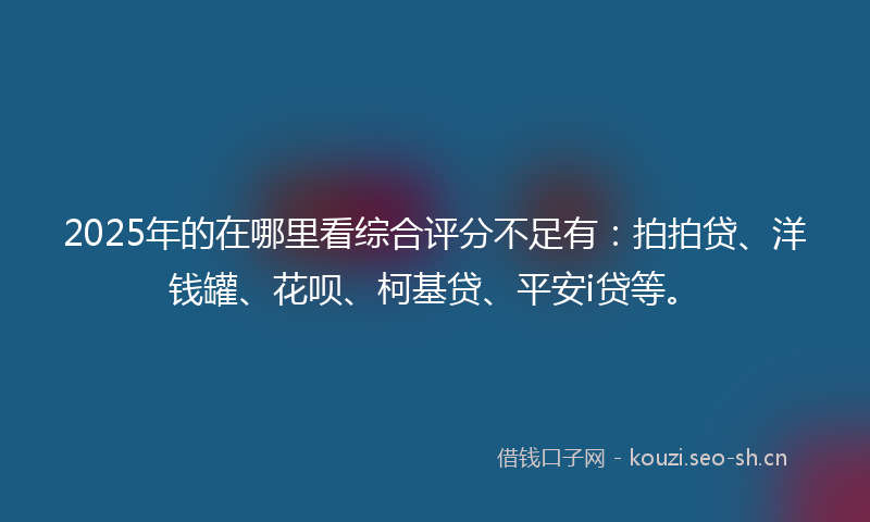 2025年的在哪里看综合评分不足有：拍拍贷、洋钱罐、花呗、柯基贷、平安i贷等。