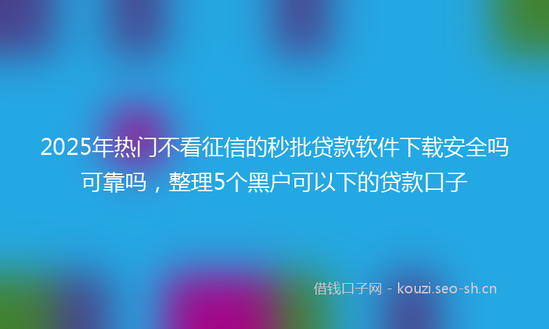 2025年热门不看征信的秒批贷款软件下载安全吗可靠吗，整理5个黑户可以下的贷款口子