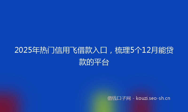 2025年热门信用飞借款入口，梳理5个12月能贷款的平台