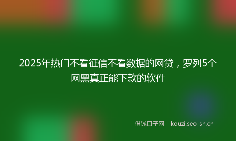 2025年热门不看征信不看数据的网贷，罗列5个网黑真正能下款的软件