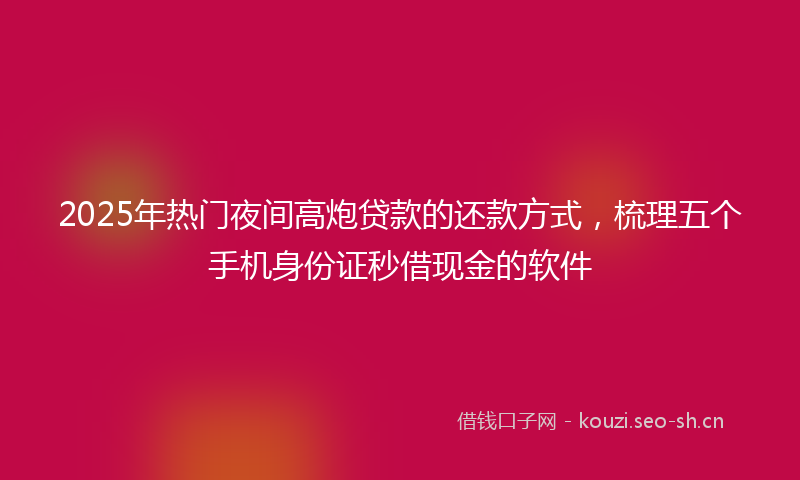 2025年热门夜间高炮贷款的还款方式，梳理五个手机身份证秒借现金的软件