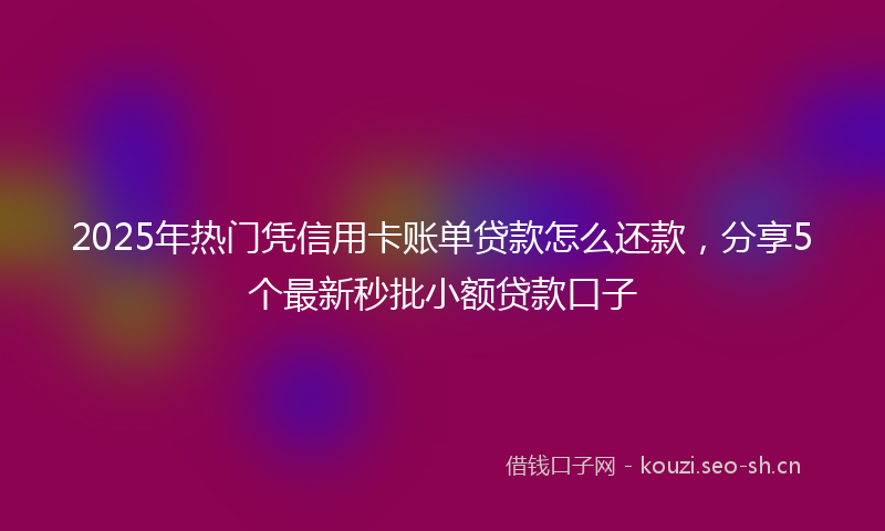 2025年热门凭信用卡账单贷款怎么还款，分享5个最新秒批小额贷款口子
