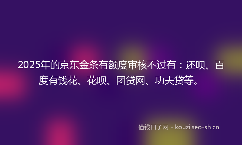 2025年的京东金条有额度审核不过有：还呗、百度有钱花、花呗、团贷网、功夫贷等。