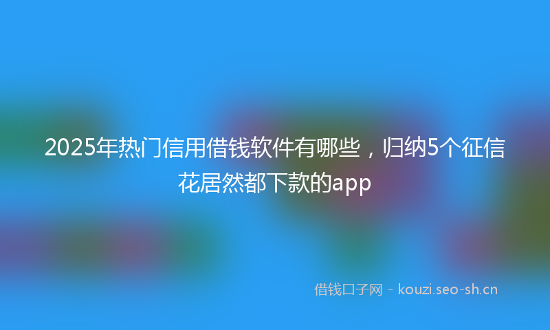 2025年热门信用借钱软件有哪些，归纳5个征信花居然都下款的app