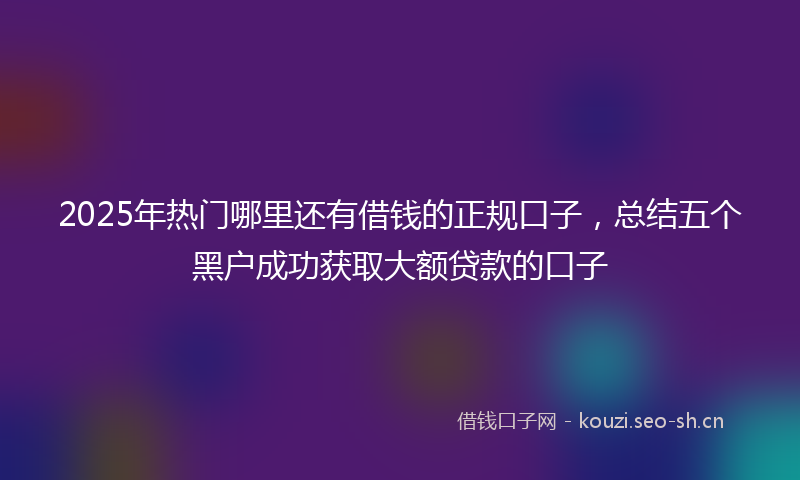2025年热门哪里还有借钱的正规口子，总结五个黑户成功获取大额贷款的口子