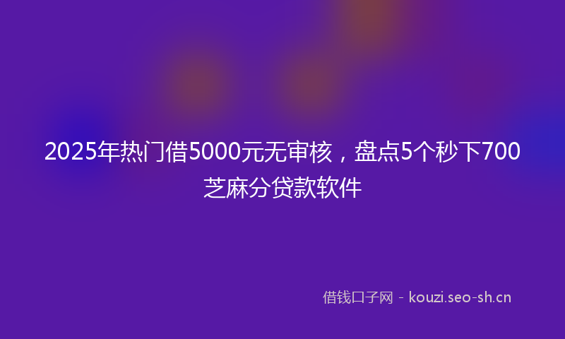 2025年热门借5000元无审核，盘点5个秒下700芝麻分贷款软件