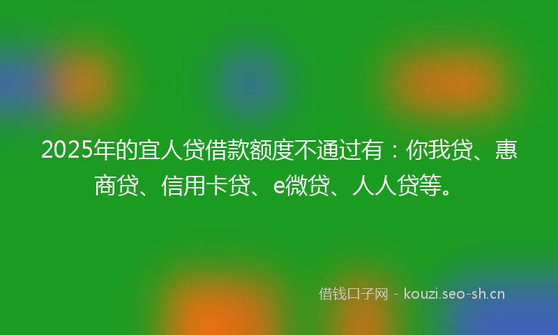 2025年的宜人贷借款额度不通过有：你我贷、惠商贷、信用卡贷、e微贷、人人贷等。