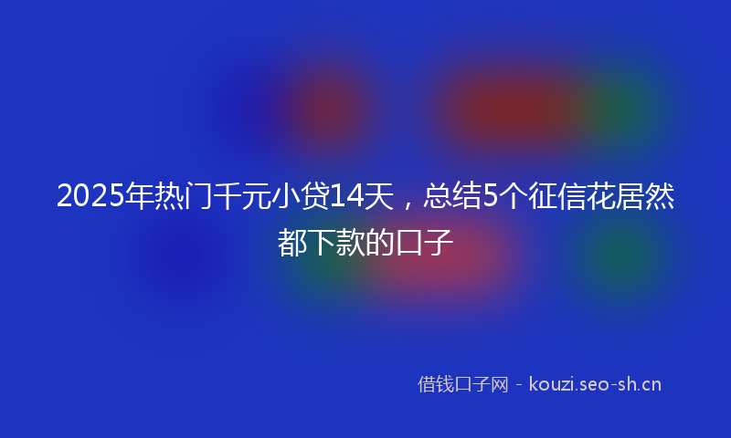 2025年热门千元小贷14天,总结5个征信花居然都下款的口子
