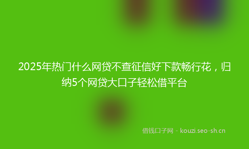 2025年热门什么网贷不查征信好下款畅行花，归纳5个网贷大口子轻松借平台
