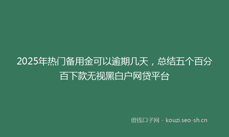 2025年热门备用金可以逾期几天，总结五个百分百下款无视黑白户网贷平台