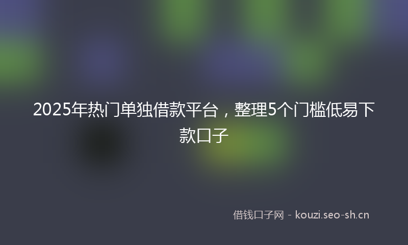 2025年热门单独借款平台，整理5个门槛低易下款口子