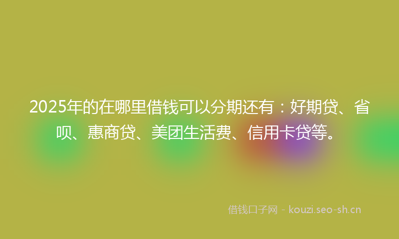 2025年的在哪里借钱可以分期还有:好期贷、省呗、惠商贷、美团生活费、信用卡贷等。