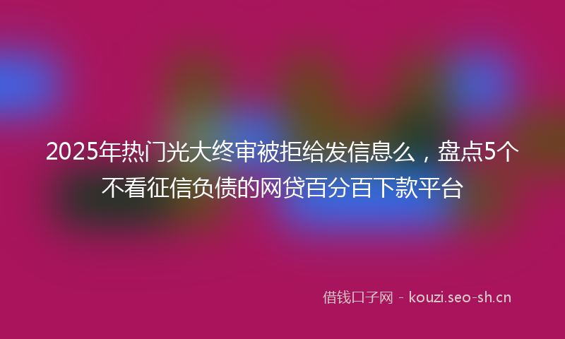 2025年热门光大终审被拒给发信息么，盘点5个不看征信负债的网贷百分百下款平台
