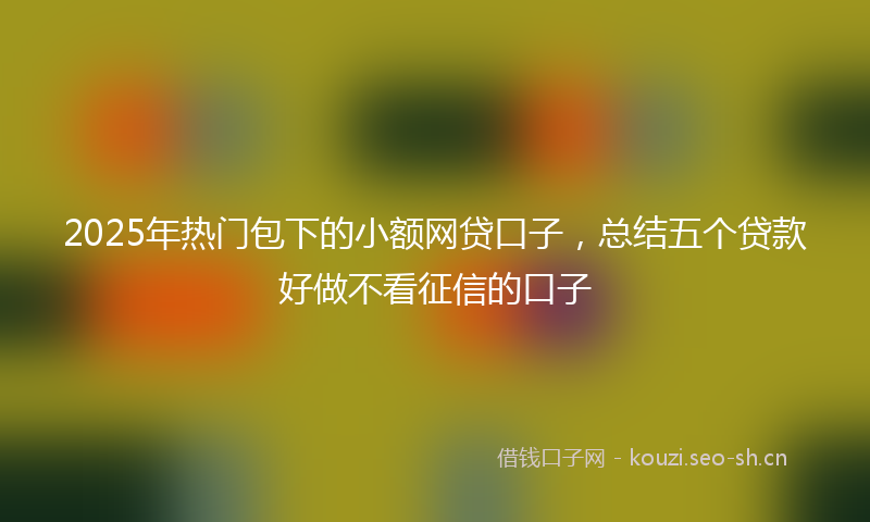 2025年热门包下的小额网贷口子，总结五个贷款好做不看征信的口子