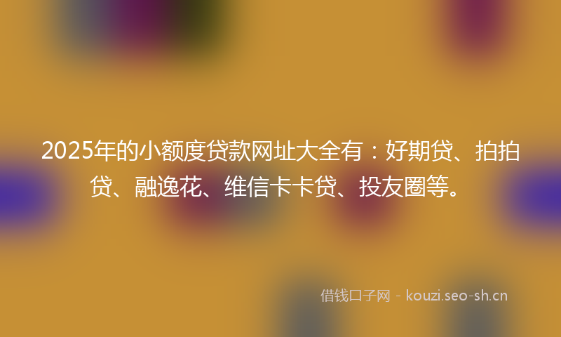 2025年的小额度贷款网址大全有：好期贷、拍拍贷、融逸花、维信卡卡贷、投友圈等。