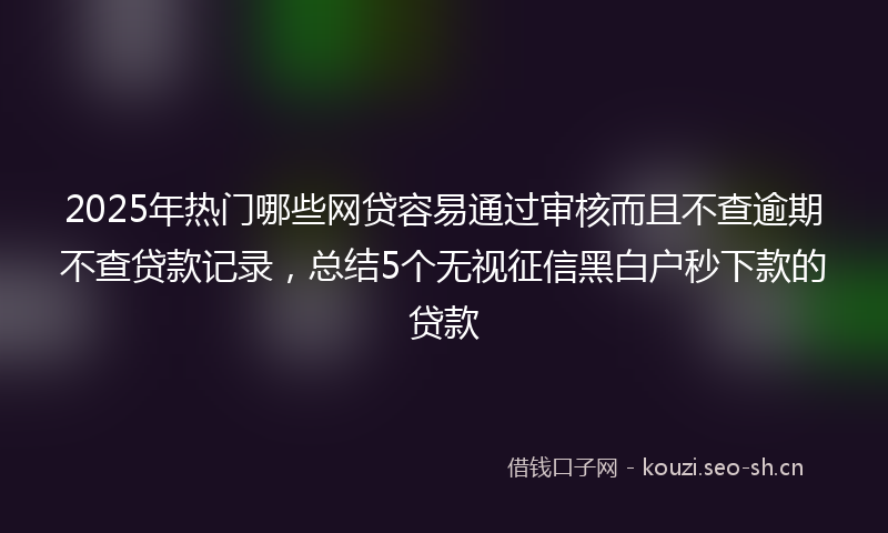 2025年热门哪些网贷容易通过审核而且不查逾期不查贷款记录，总结5个无视征信黑白户秒下款的贷款