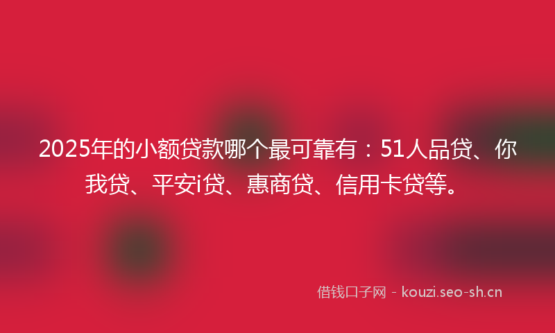 2025年的小额贷款哪个最可靠有：51人品贷、你我贷、平安i贷、惠商贷、信用卡贷等。