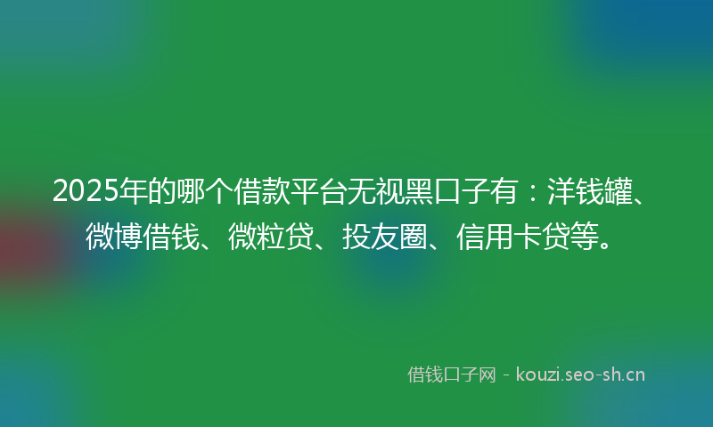 2025年的哪个借款平台无视黑口子有：洋钱罐、微博借钱、微粒贷、投友圈、信用卡贷等。