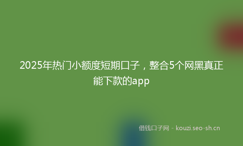2025年热门小额度短期口子，整合5个网黑真正能下款的app