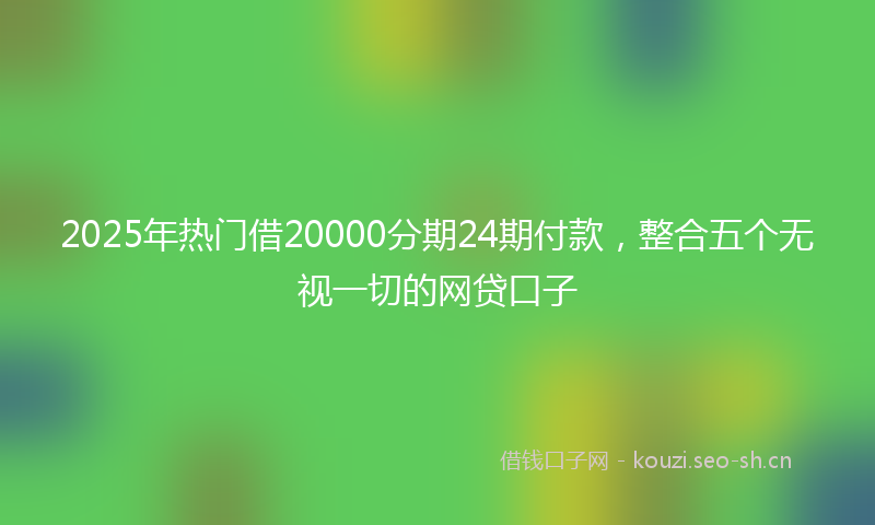 2025年热门借20000分期24期付款，整合五个无视一切的网贷口子