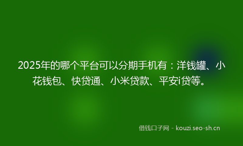 2025年的哪个平台可以分期手机有：洋钱罐、小花钱包、快贷通、小米贷款、平安i贷等。