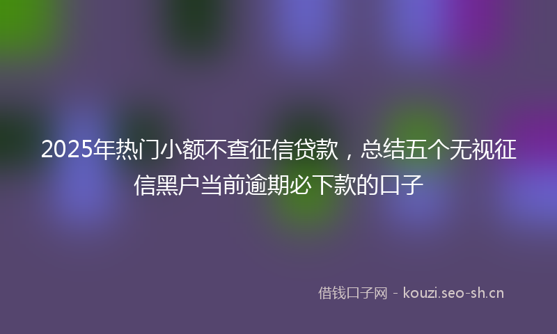 2025年热门小额不查征信贷款，总结五个无视征信黑户当前逾期必下款的口子