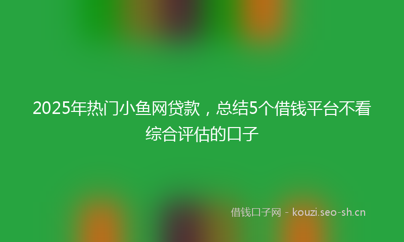 2025年热门小鱼网贷款，总结5个借钱平台不看综合评估的口子