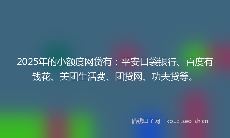 2025年的小额度网贷有：平安口袋银行、百度有钱花、美团生活费、团贷网、功夫贷等。
