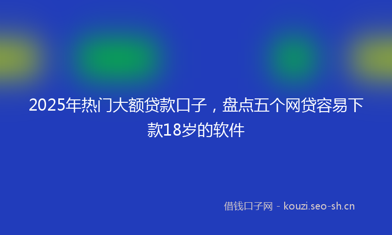 2025年热门大额贷款口子，盘点五个网贷容易下款18岁的软件