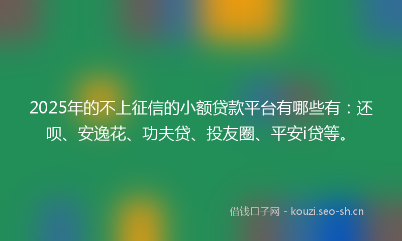 2025年的不上征信的小额贷款平台有哪些有：还呗、安逸花、功夫贷、投友圈、平安i贷等。