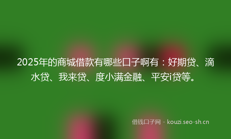 2025年的商城借款有哪些口子啊有：好期贷、滴水贷、我来贷、度小满金融、平安i贷等。