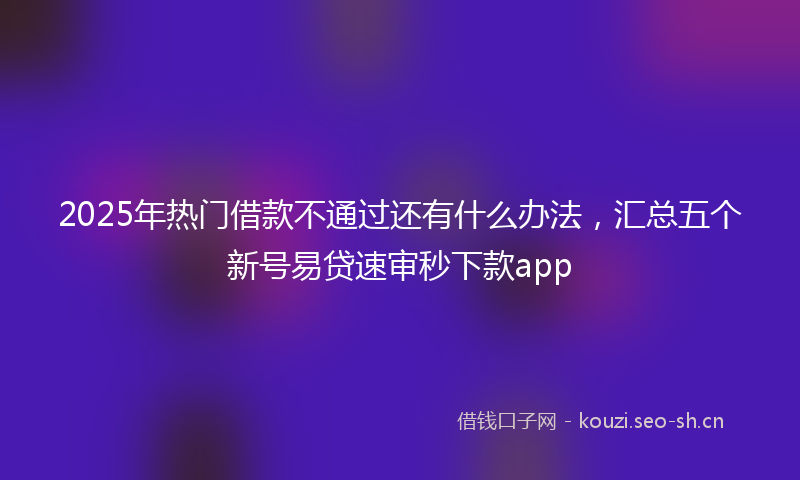 2025年热门借款不通过还有什么办法，汇总五个新号易贷速审秒下款app