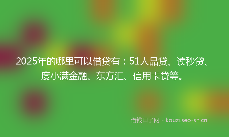 2025年的哪里可以借贷有：51人品贷、读秒贷、度小满金融、东方汇、信用卡贷等。