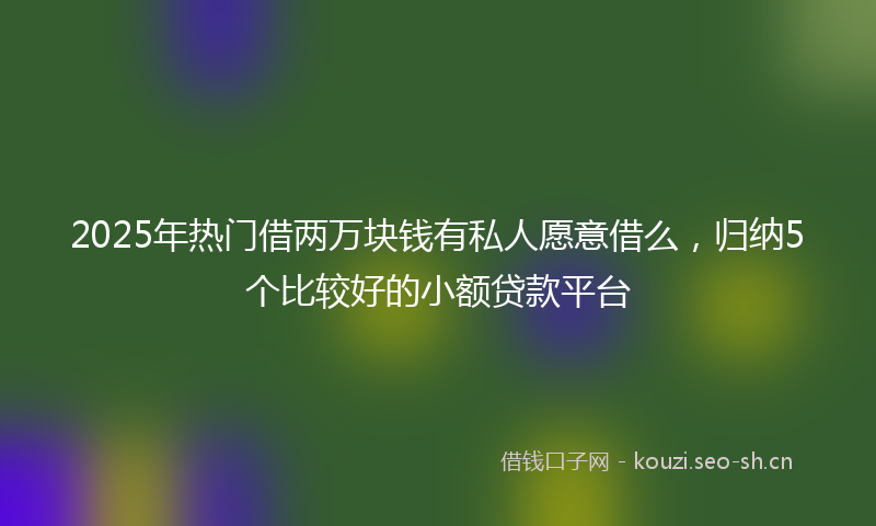 2025年热门借两万块钱有私人愿意借么，归纳5个比较好的小额贷款平台