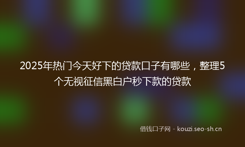2025年热门今天好下的贷款口子有哪些，整理5个无视征信黑白户秒下款的贷款
