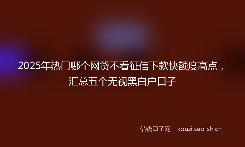 2025年热门哪个网贷不看征信下款快额度高点，汇总五个无视黑白户口子