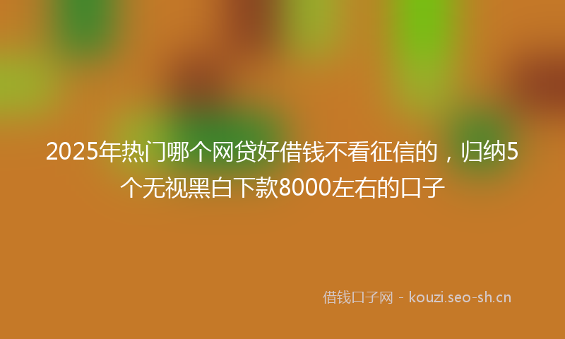2025年热门哪个网贷好借钱不看征信的，归纳5个无视黑白下款8000左右的口子