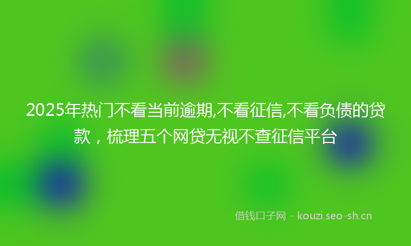 2025年热门不看当前逾期,不看征信,不看负债的贷款，梳理五个网贷无视不查征信平台