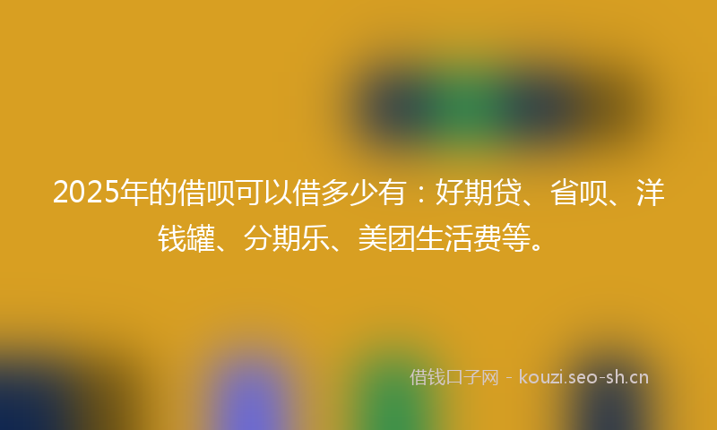 2025年的借呗可以借多少有：好期贷、省呗、洋钱罐、分期乐、美团生活费等。