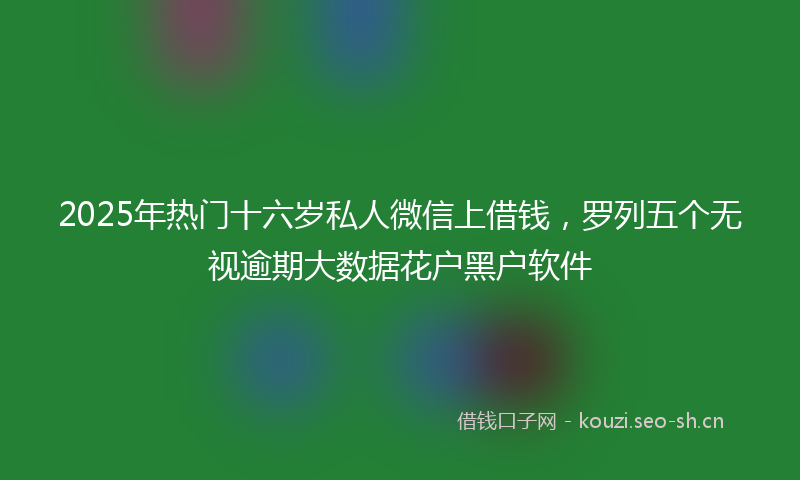 2025年热门十六岁私人微信上借钱，罗列五个无视逾期大数据花户黑户软件