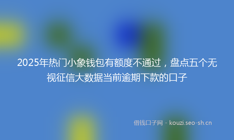 2025年热门小象钱包有额度不通过，盘点五个无视征信大数据当前逾期下款的口子