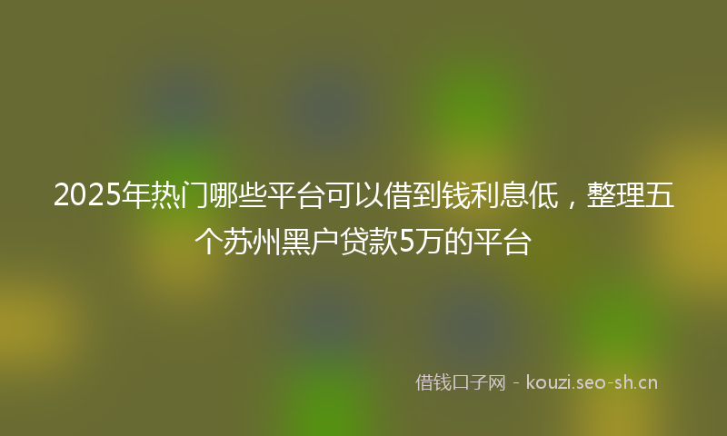 2025年热门哪些平台可以借到钱利息低，整理五个苏州黑户贷款5万的平台