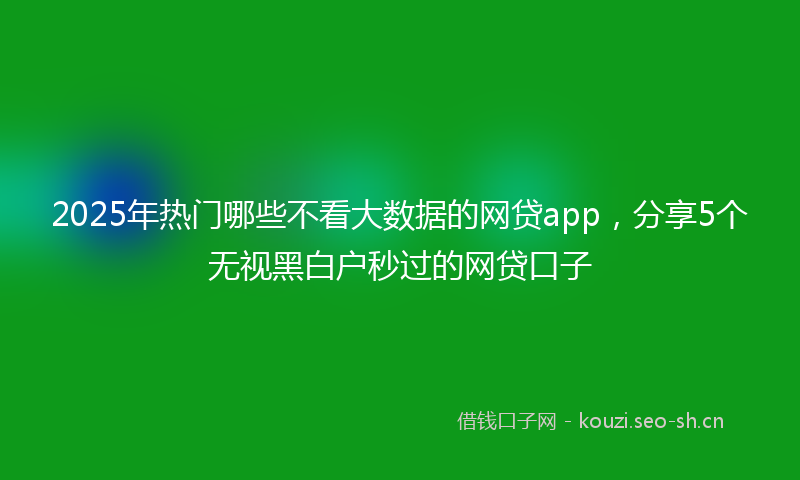 2025年热门哪些不看大数据的网贷app，分享5个无视黑白户秒过的网贷口子