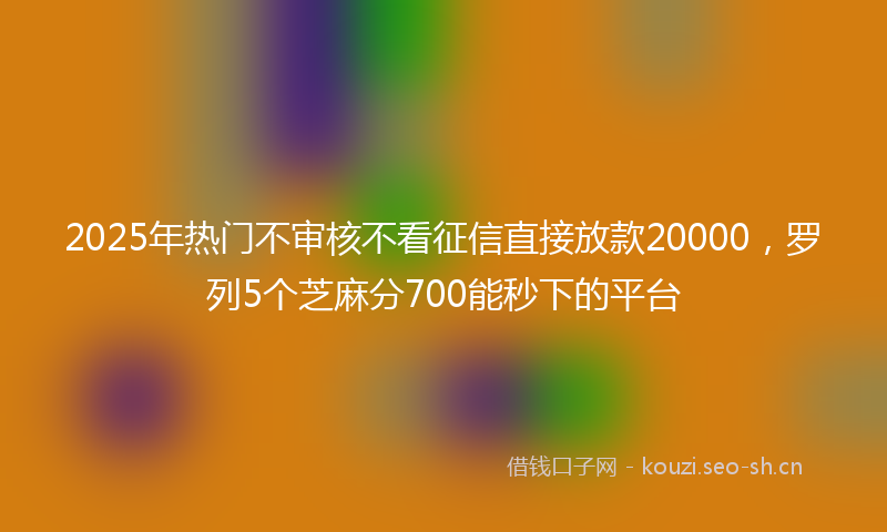 2025年热门不审核不看征信直接放款20000，罗列5个芝麻分700能秒下的平台