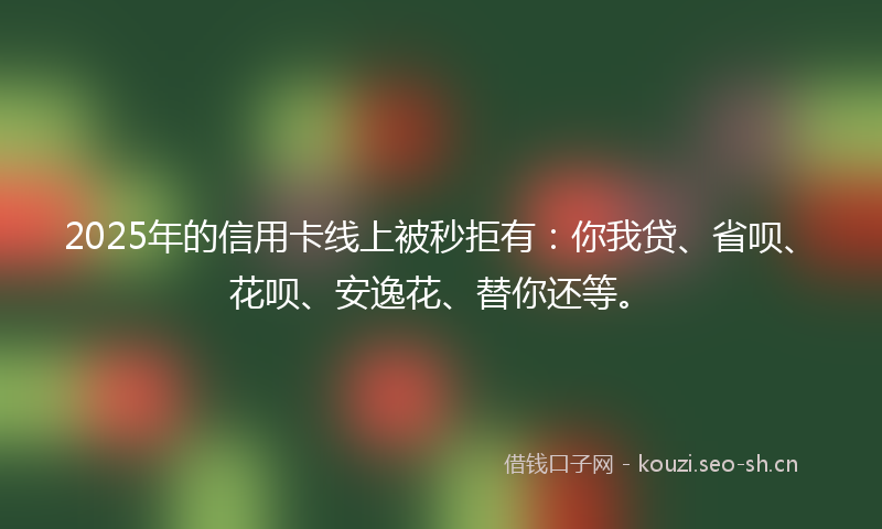 2025年的信用卡线上被秒拒有：你我贷、省呗、花呗、安逸花、替你还等。