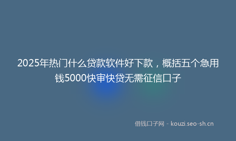 2025年热门什么贷款软件好下款，概括五个急用钱5000快审快贷无需征信口子